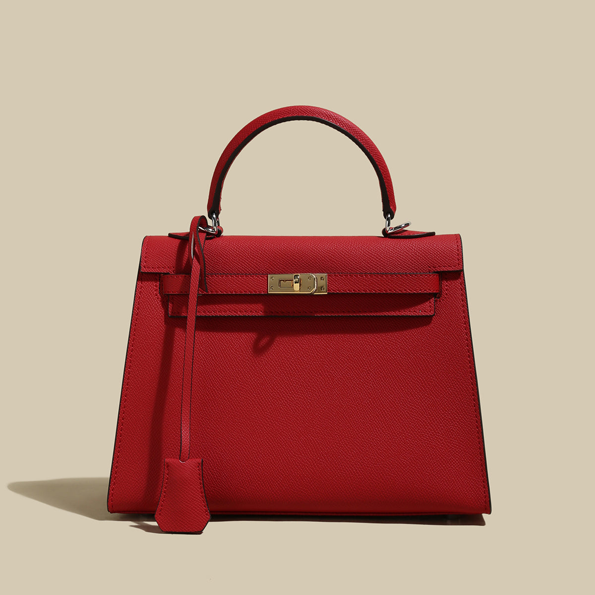 Leather Bag – Trapeze Satchel with Padlock Hardware