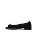 Colorblock Peep Toe Knit Flats – Square Toe Low Heel Sandals
