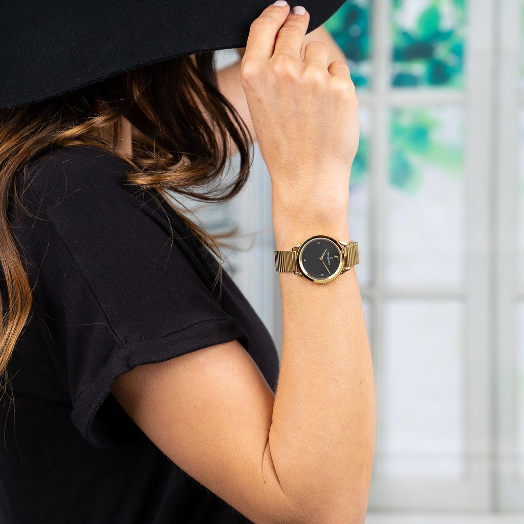 Pierre Cardin Women's Gold Stainless Steel Watch, Black Dial | Cpi.2529