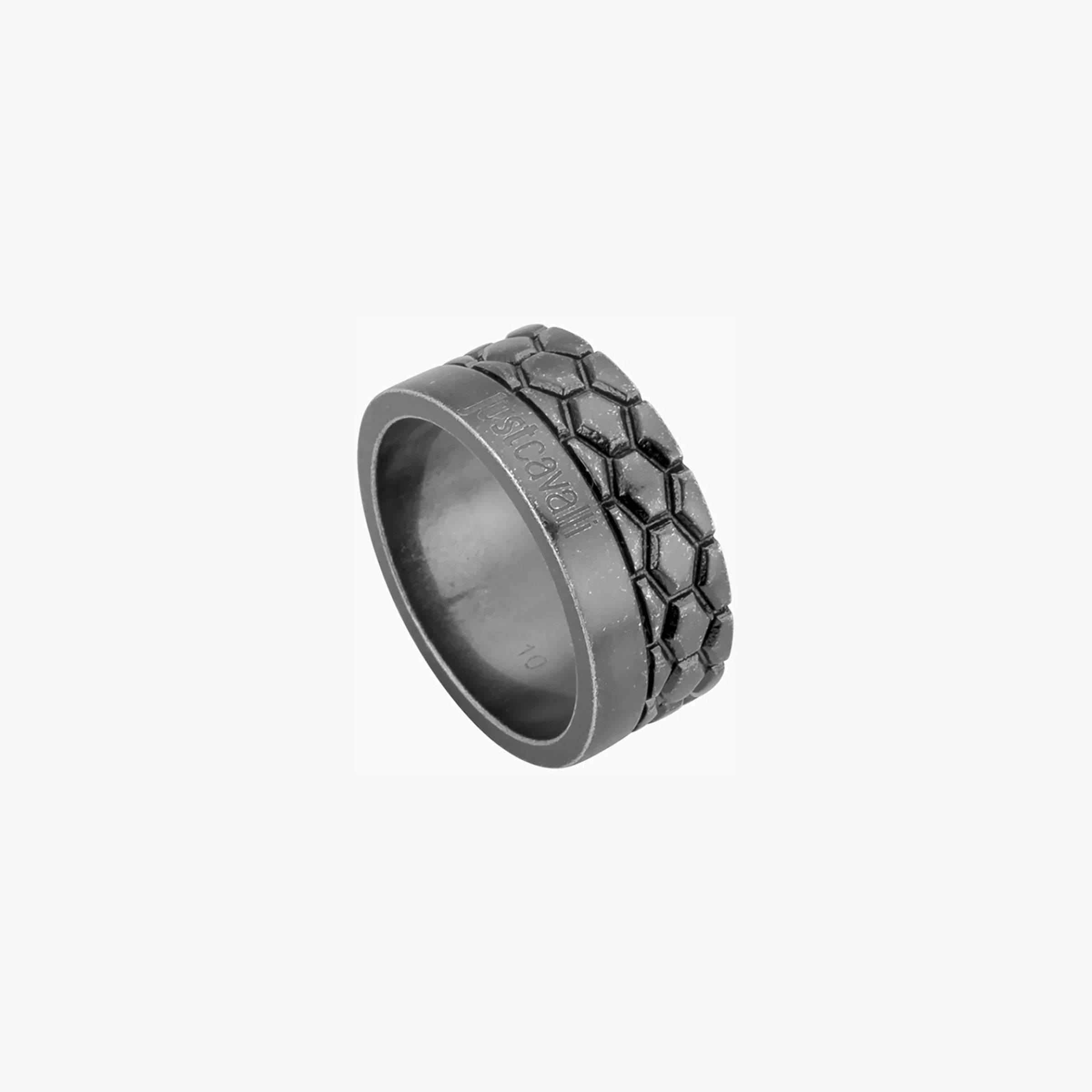 Just Cavalli Men's Black Stainless Steel Ring, Matte Finish | Jcrg50090210