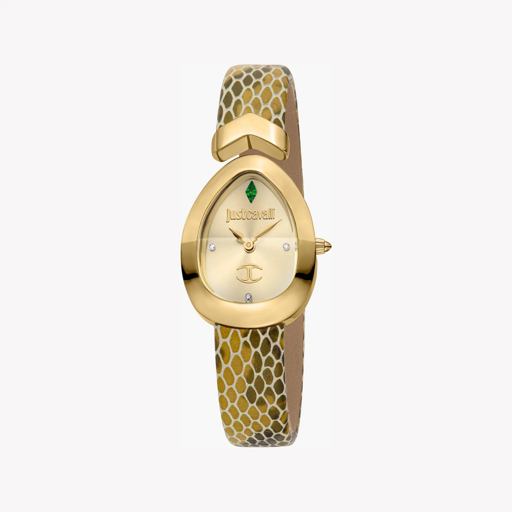 Just Cavalli Women's Gold Leather Watch, Champagne Dial | Jc1l321l0035