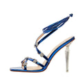Dazzling Snowflakes Open Toe Strappy Ankle Wrap Sandals