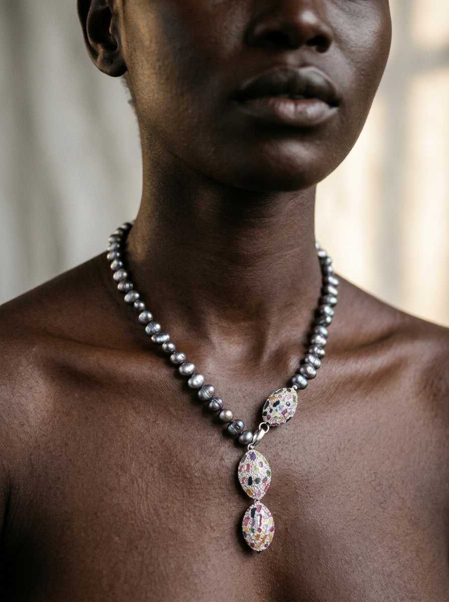 Magnetic Peacock Pearl Pendant Necklace-2