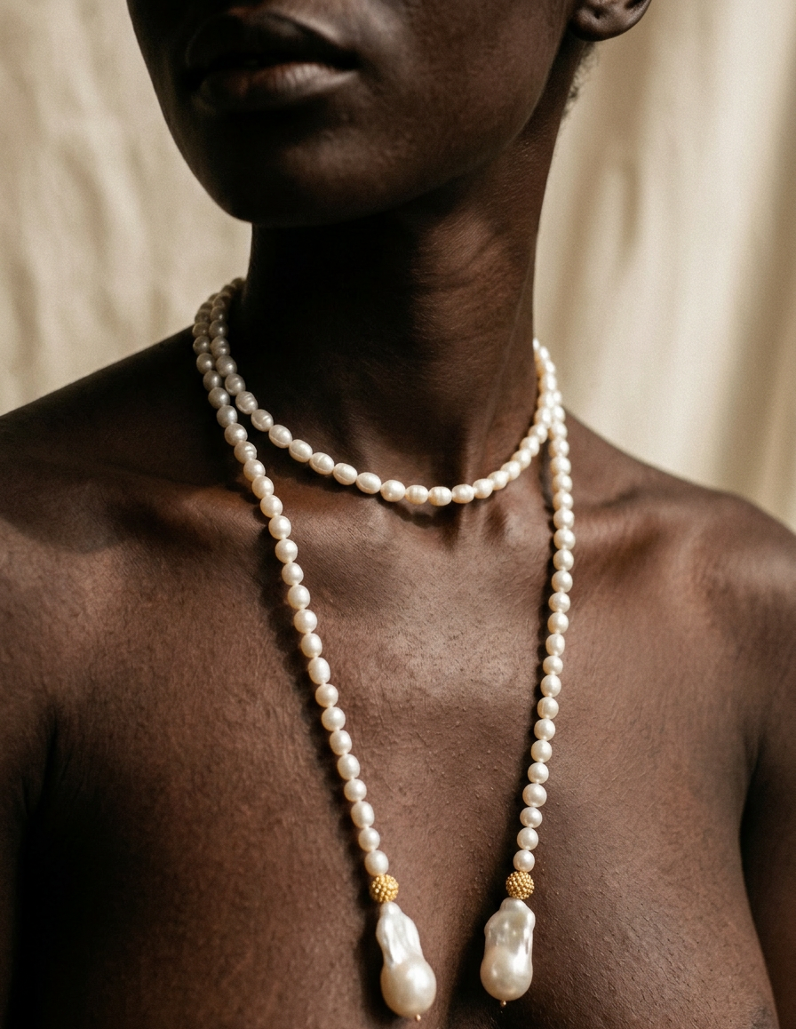 Luminous Baroque Pearl Lariat Necklace-0