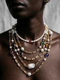Magnetic Gold Layered Pearl Necklace-0