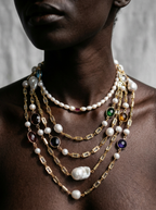 Magnetic Gold Layered Pearl Necklace