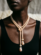 Radiant Pink Baroque Pearl Lariat-0