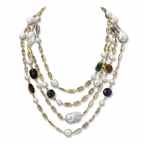 Magnetic Gold Layered Pearl Necklace