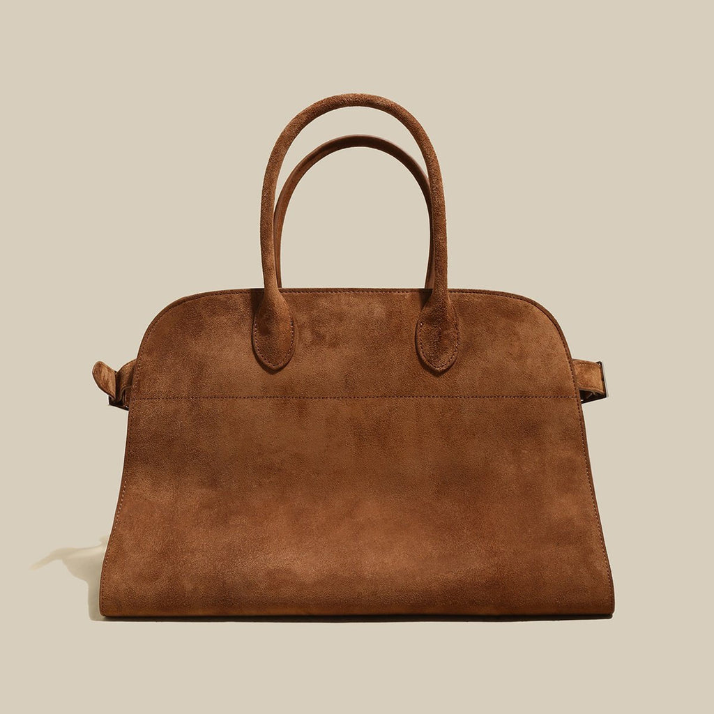 Delta Top Handle Bag – Structured Suede Doctor's Bag with Side Belt Accents