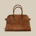 Delta Top Handle Bag – Structured Suede Doctor's Bag with Side Belt Accents