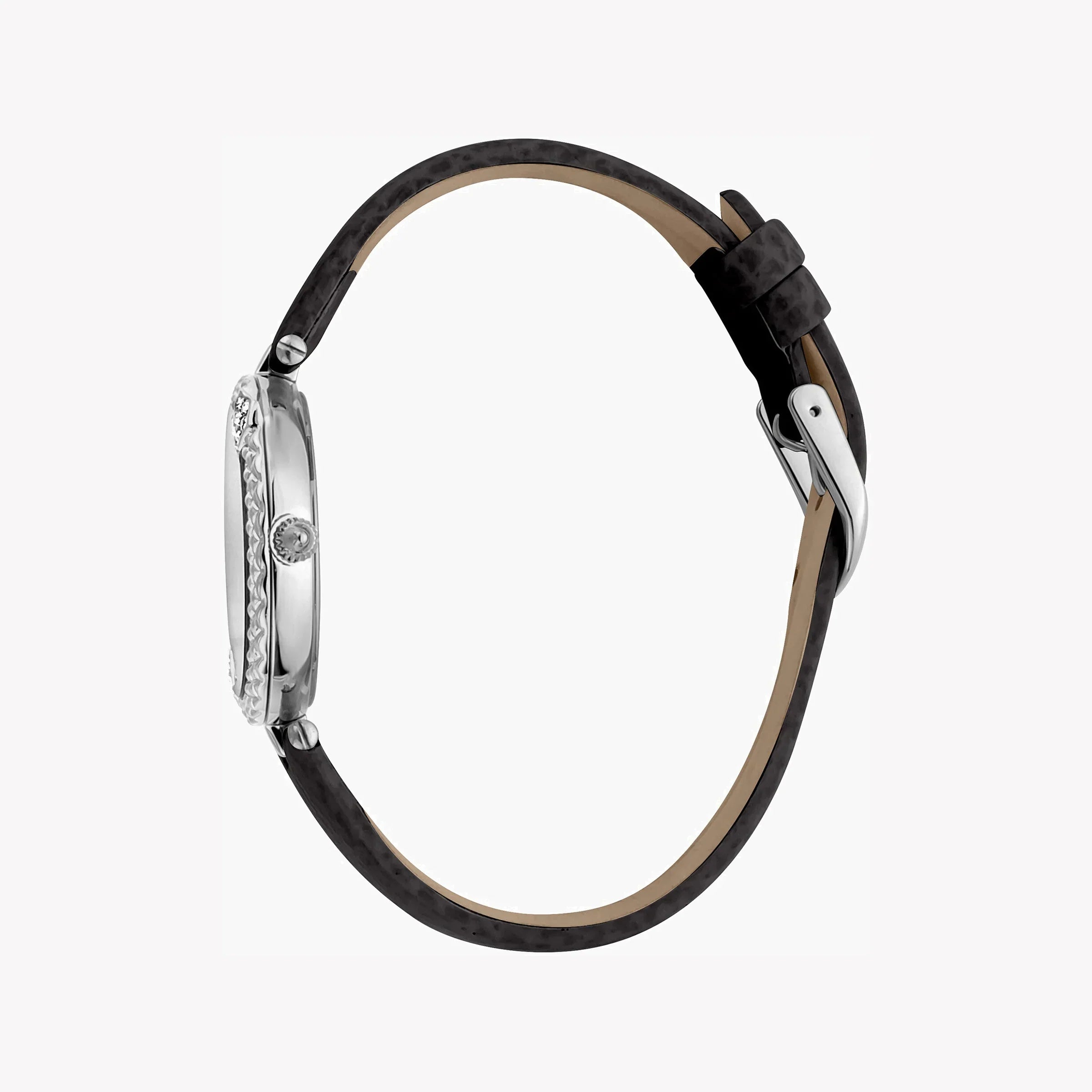 Just Cavalli Women's Silver Watch, Black Leather Band | Jc1l197l0015