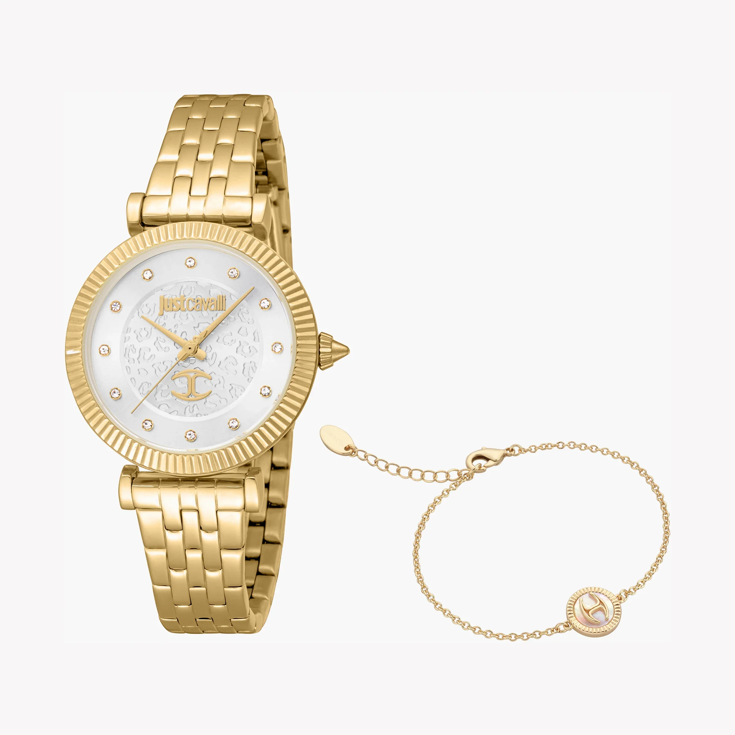 Just Cavalli Women's Gold Watch, Silver Dial | Jc1l266m0025