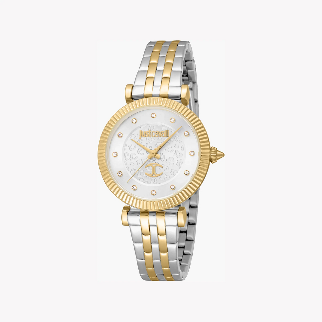 Just Cavalli Women's Two Tone Silver & Gold Watch, Silver Dial | Jc1l266m0055