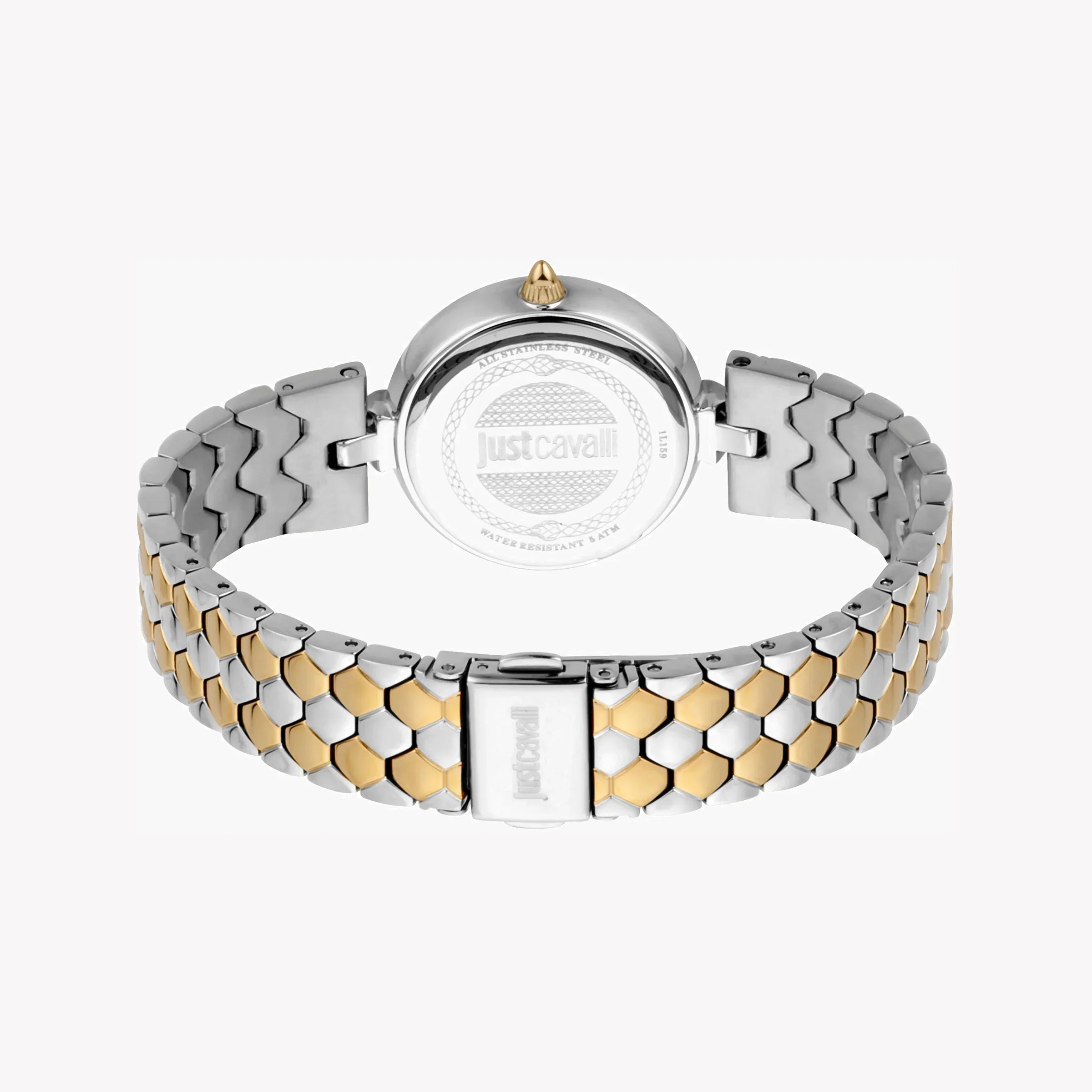 Just Cavalli Women's Silver & Gold Watch, White Dial | Jc1l159m0085