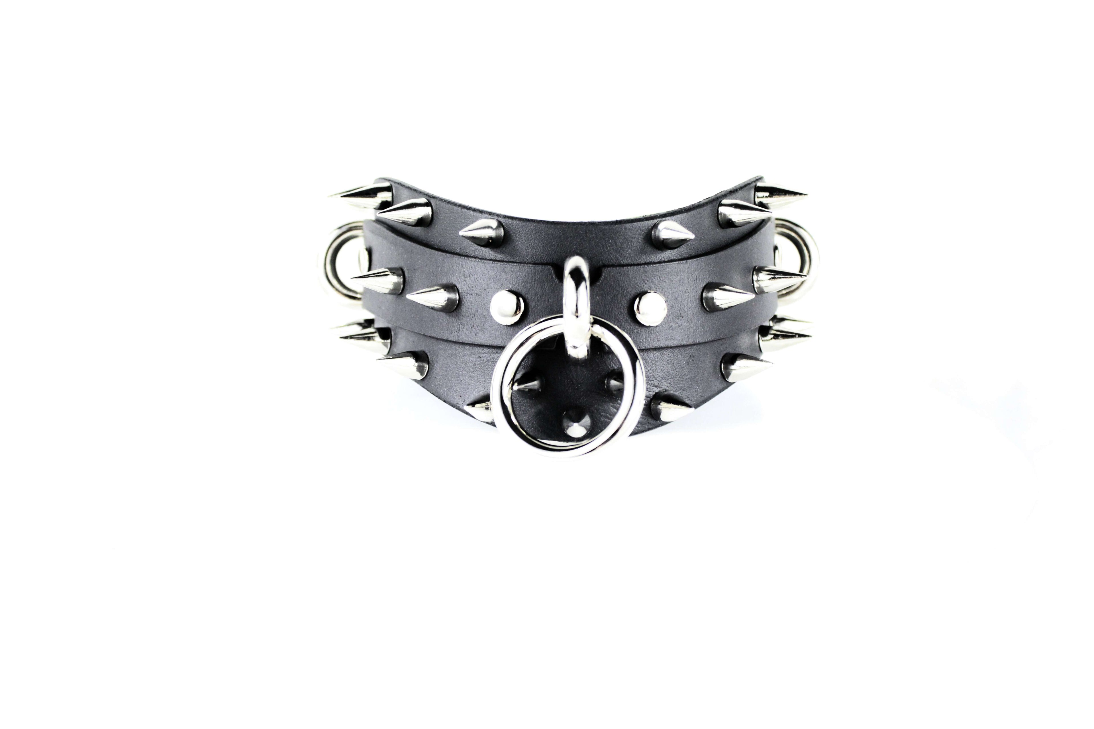 Spiked BDSM Collar – Leather BDSM Choker Gothic Posture Collar