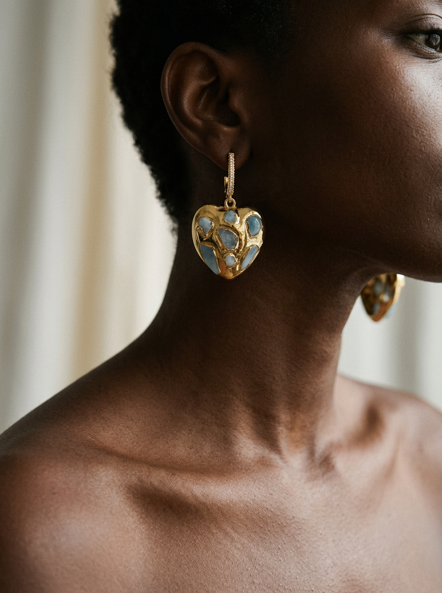 Worthy Gold Larimar Heart Drop Earrings-0