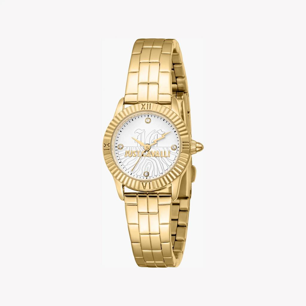 Just Cavalli Women's Gold Alloy Watch, Silver Dial | Jc1l328m0055