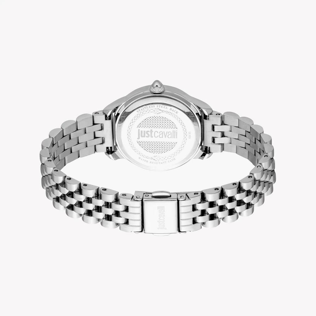Just Cavalli Women's Silver Watch, Dark Blue Dial | Jc1l333m0015