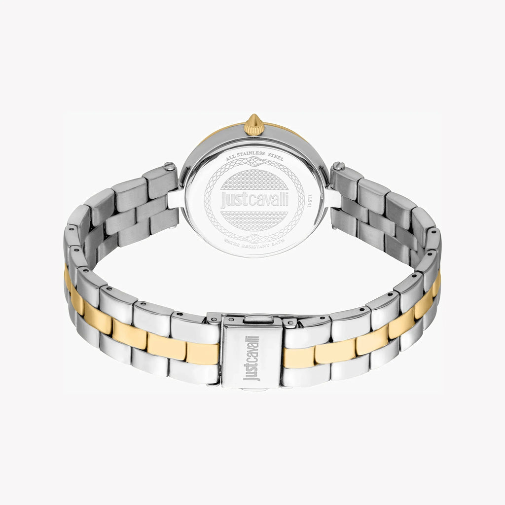 Just Cavalli Women's Two Tone Stainless Steel Watch, Silver Dial | Jc1l241m0085