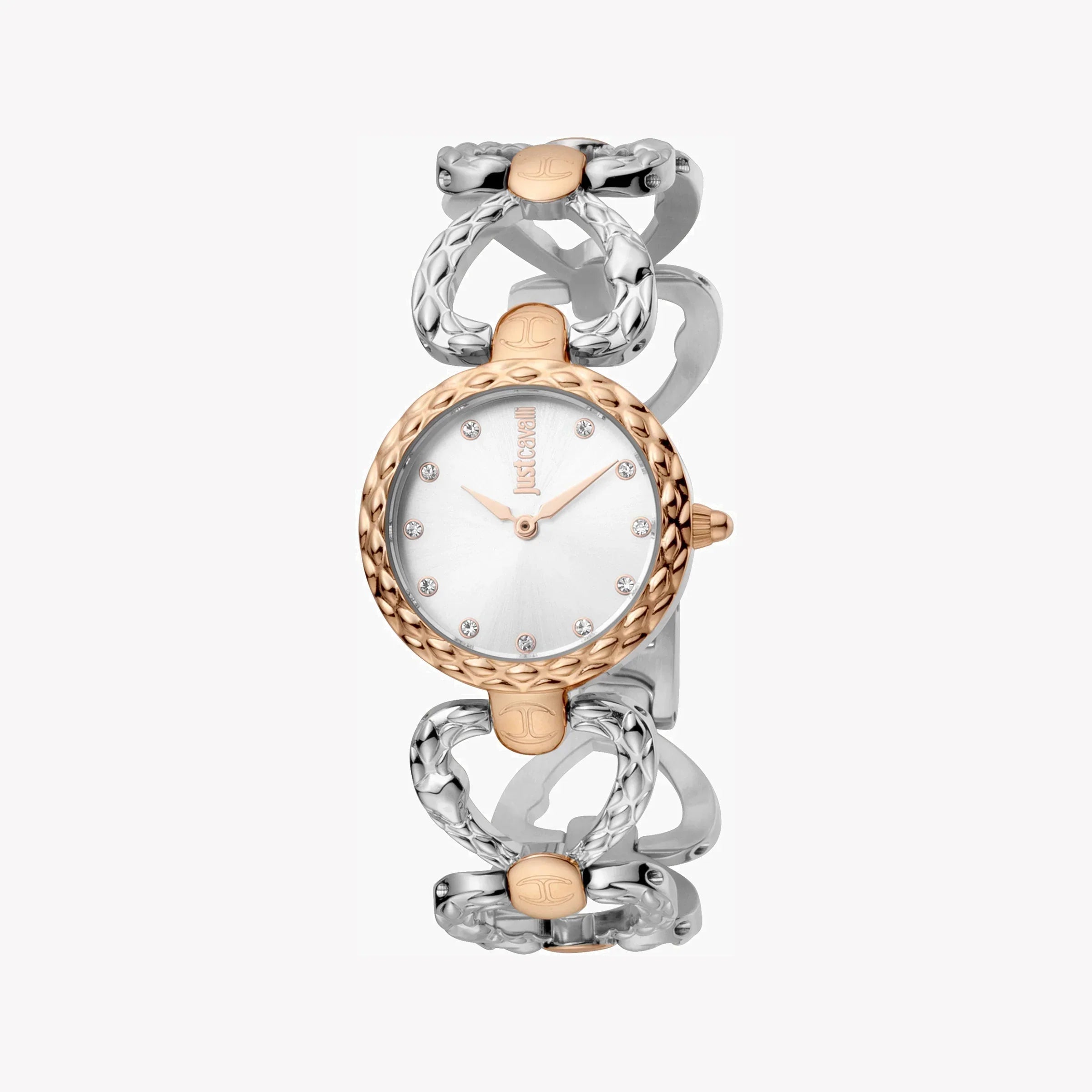 Just Cavalli Women's Silver & Rose Gold Watch, Silver Dial | Jc1l132m0055