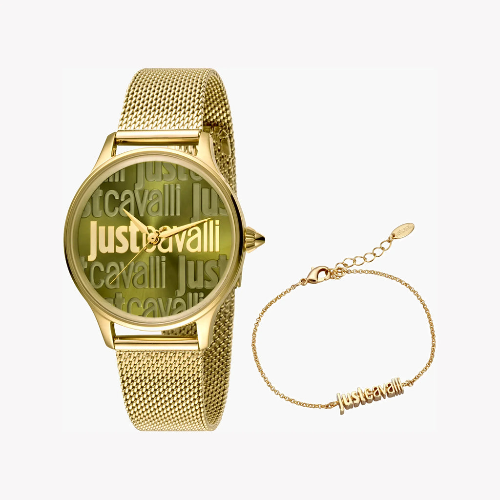 Just Cavalli Women's Gold Watch, Green Dial | Jc1l032m0275