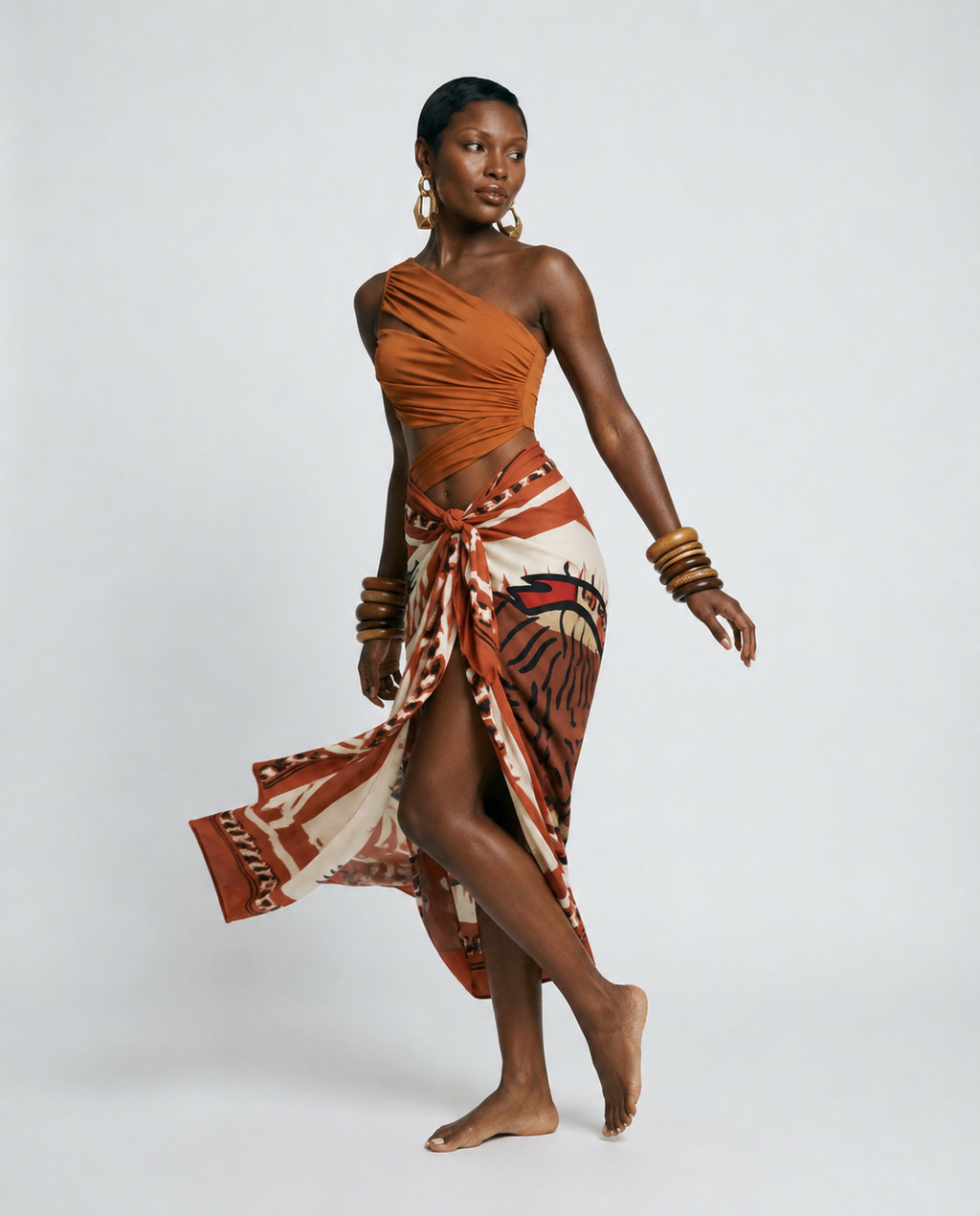 Wanderlust Printed Sarong Swimsuit Set-1