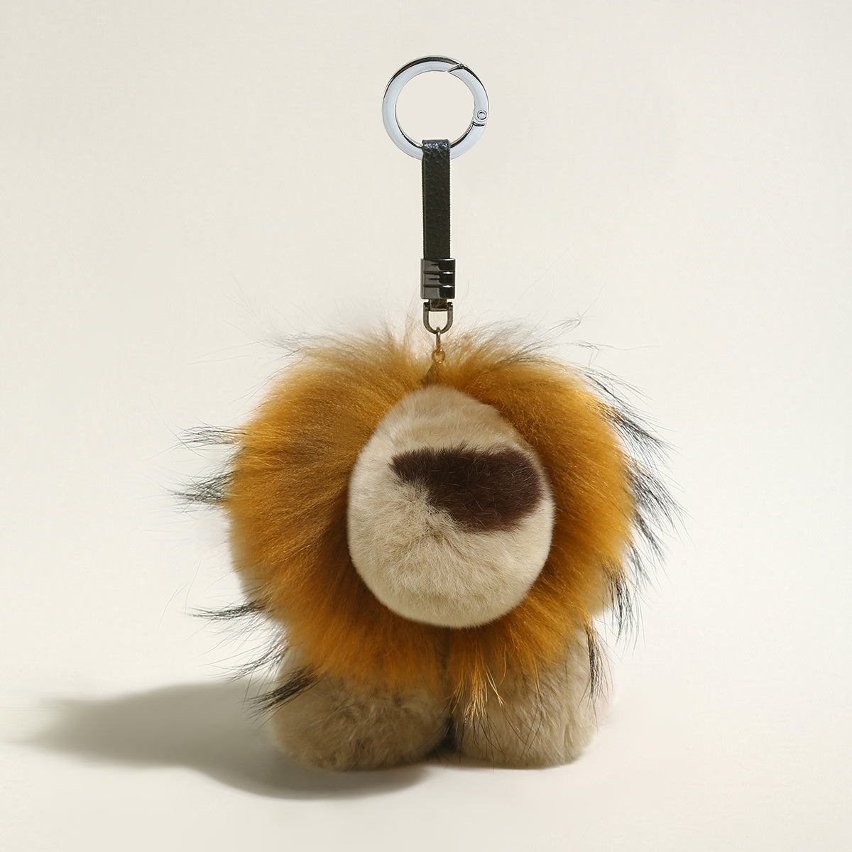 Fluffy Lion Plushie Bag Charm – Faux Fur Safari Lion Keychain Accessory