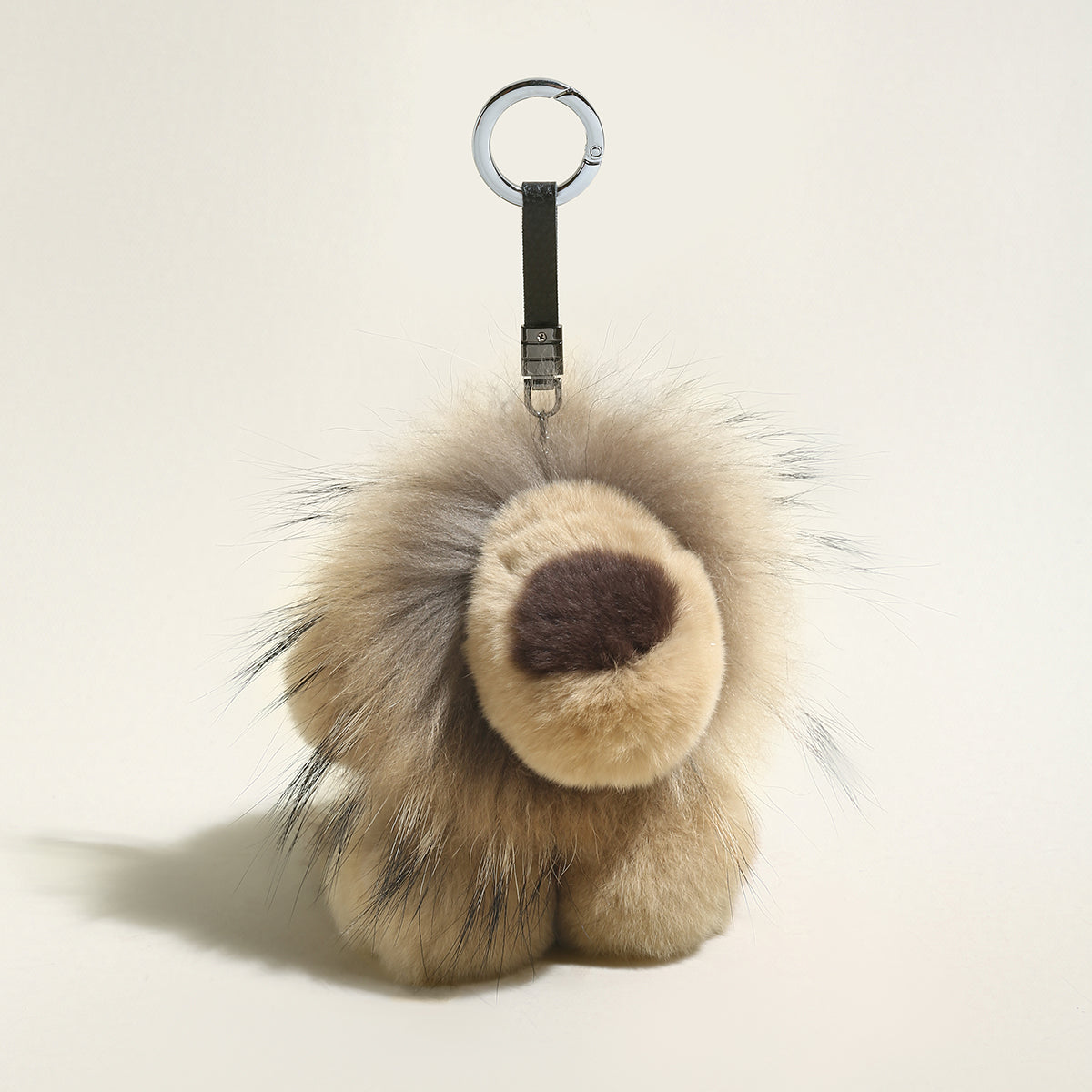 Fluffy Lion Plushie Bag Charm – Faux Fur Safari Lion Keychain