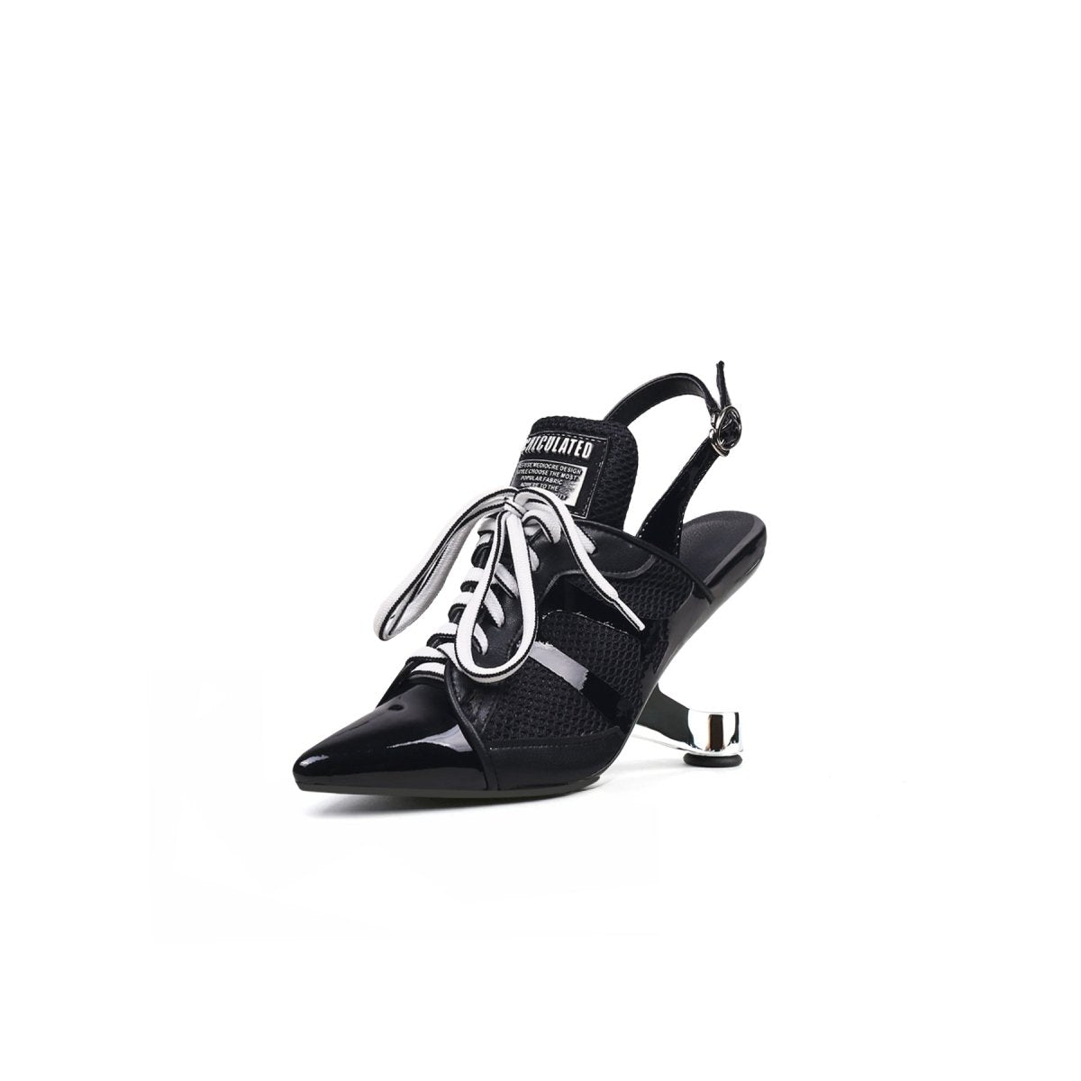 Futuristic Leather Mesh Lace Up Sandals