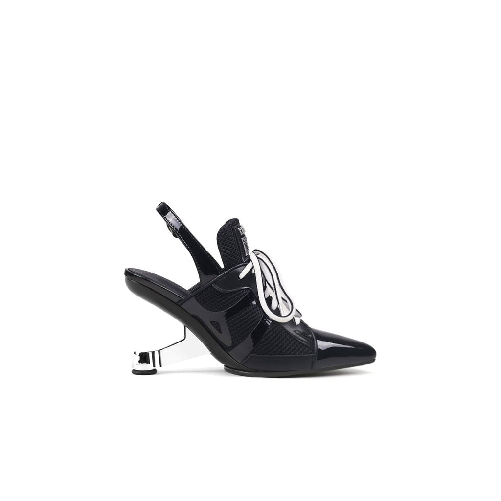 Futuristic Leather Mesh Lace Up Sandals
