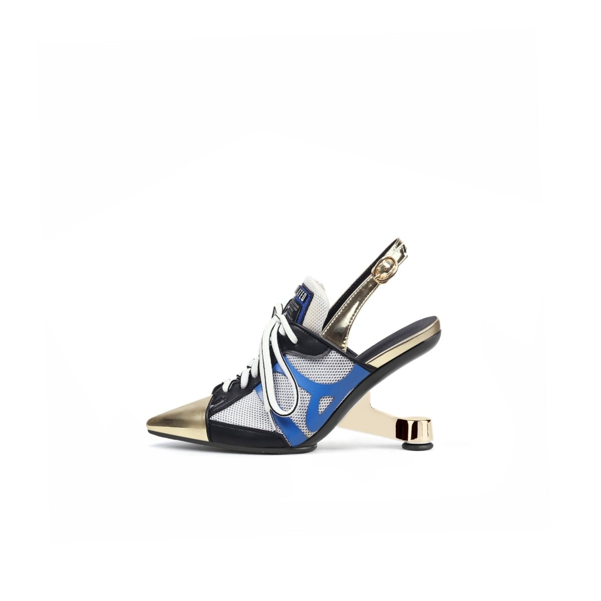 Futuristic Leather Mesh Lace Up Sandals