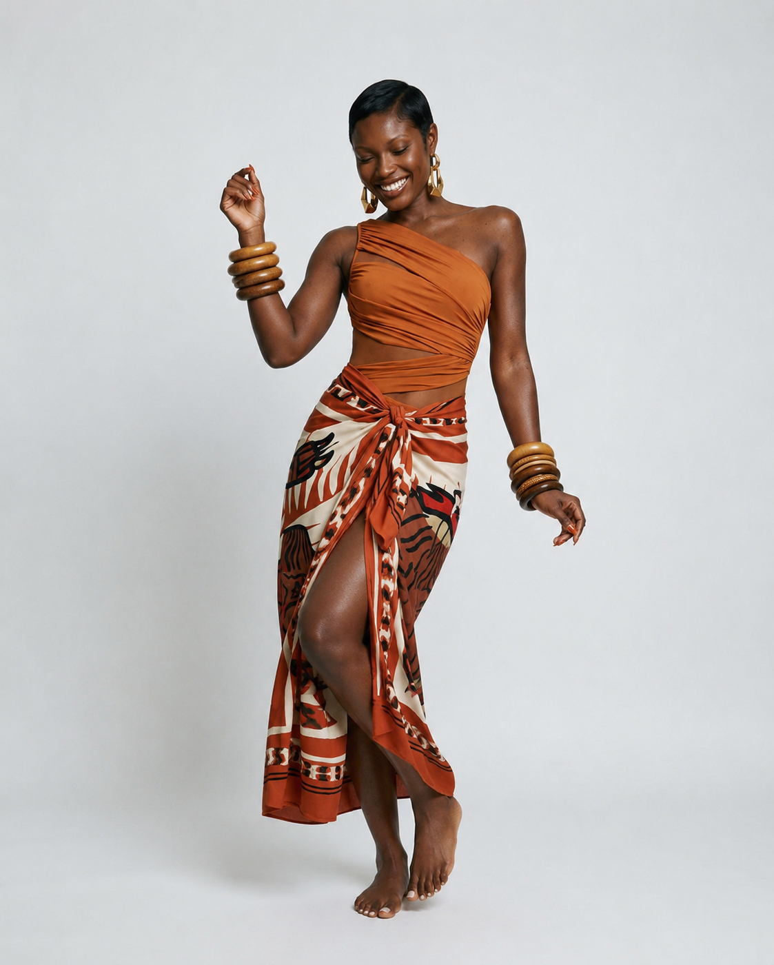 Wanderlust Printed Sarong Swimsuit Set-0