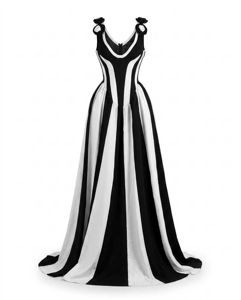 Noir Fleur Stripe Maxi Dress