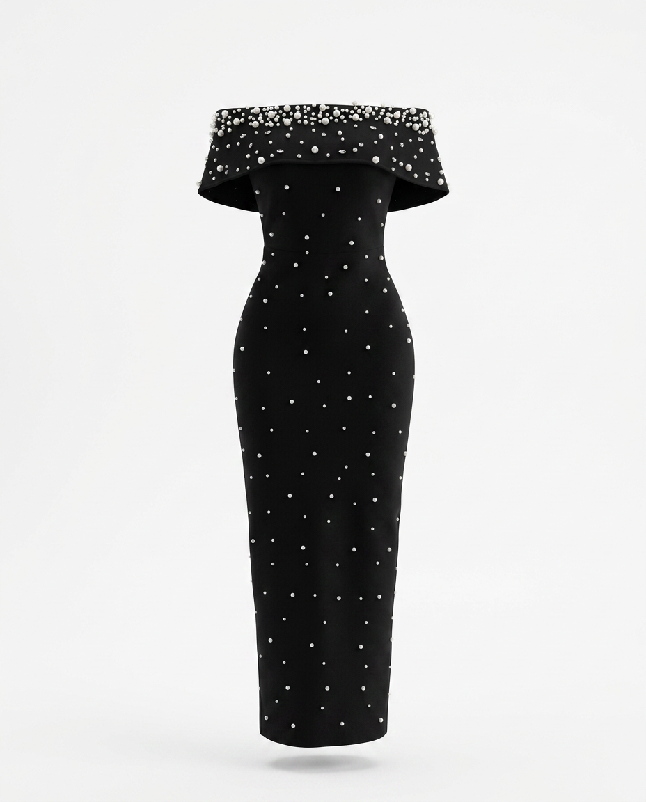 Pearl Off Shoulder Bandage Dress