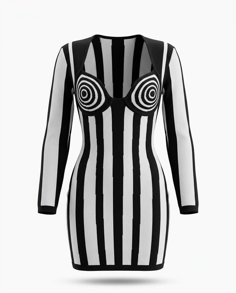 Black & White Stripe Mini Dress