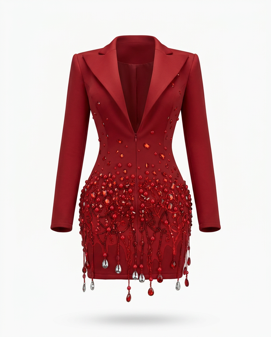 Ruby Rhinestone Suit Dress