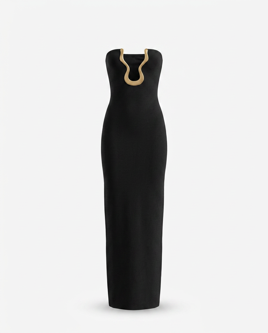 Black Odessa Strapless Maxi Dress
