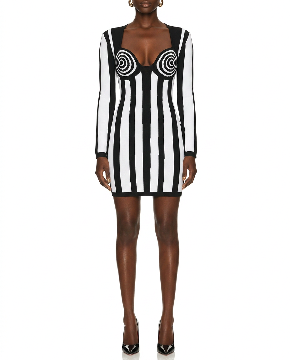 Black & White Stripe Mini Dress