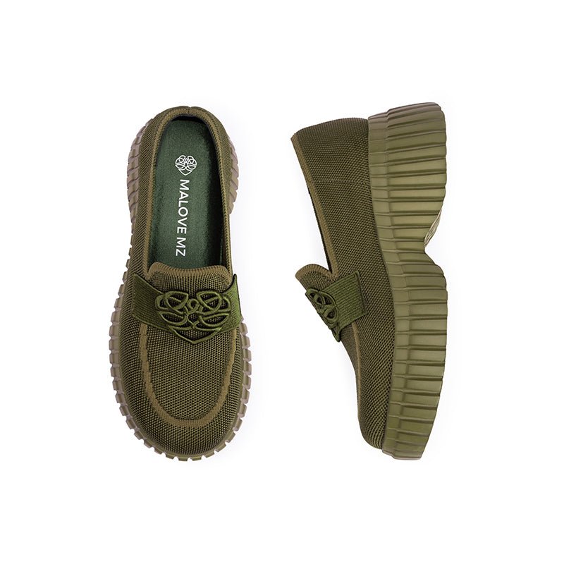 Gentleman Chunky Platform Loafers – Knit Slip-On Casual Shoes