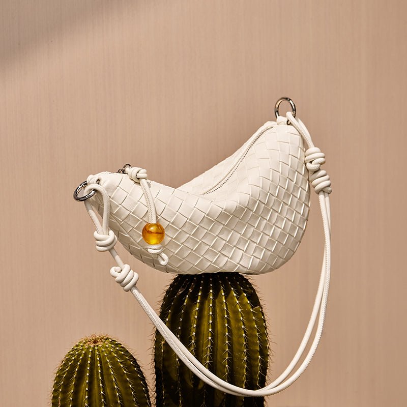 Giovanna Woven Crescent Shoulder Bag