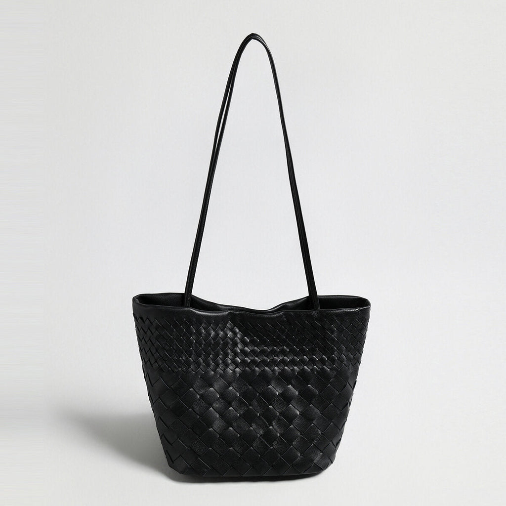Handwoven Artisanal Leather Tote – Large Capacity Soft Structured Shoulder Bag
