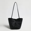 Handwoven Artisanal Leather Tote – Large Capacity Soft Structured Shoulder Bag