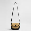 Handwoven Straw Saddle Crossbody – Summer Flap Bag with Calfskin Leather Trim