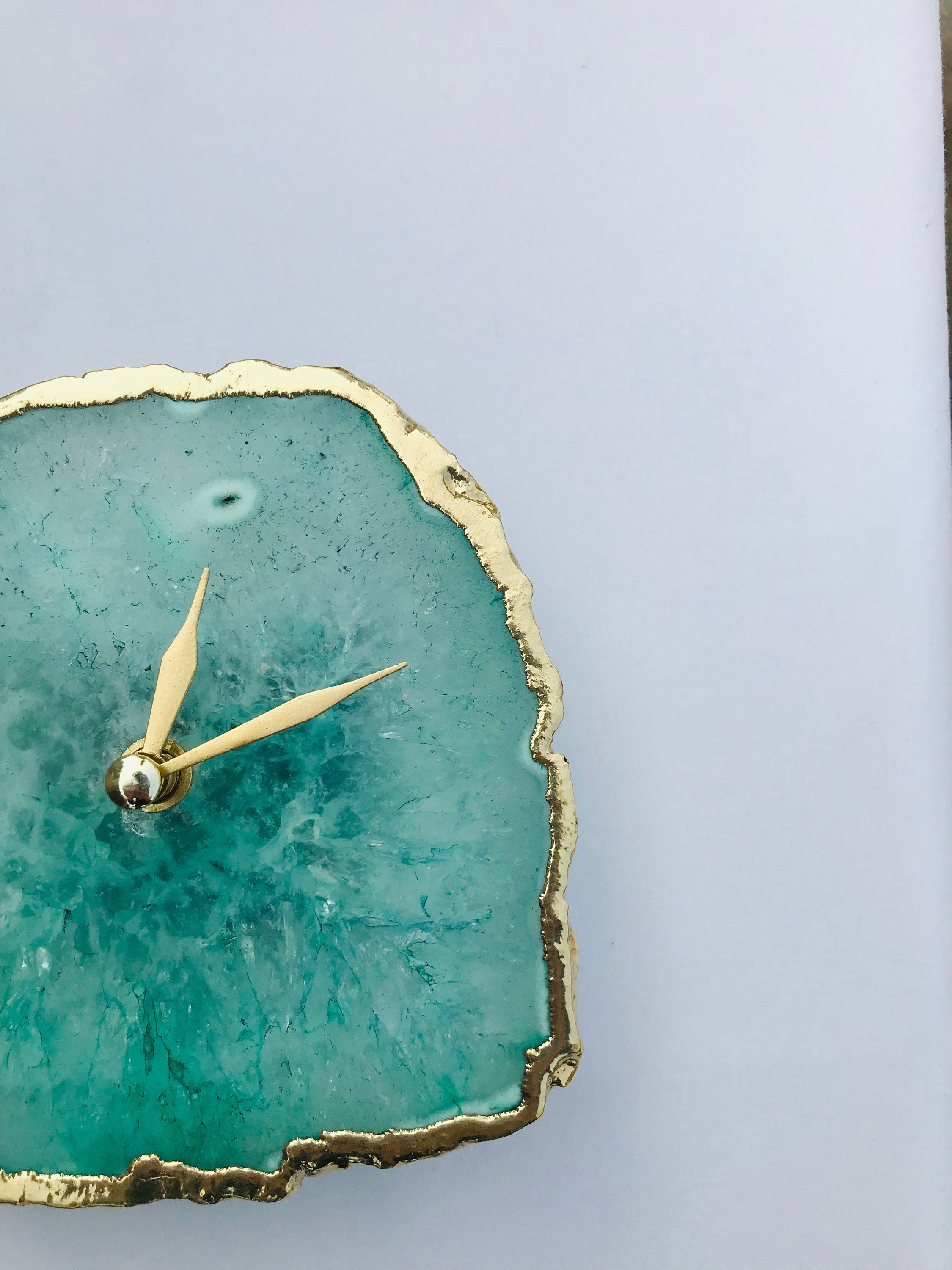 Aqua Agate Desk/Wall Clock/Personalised Momento