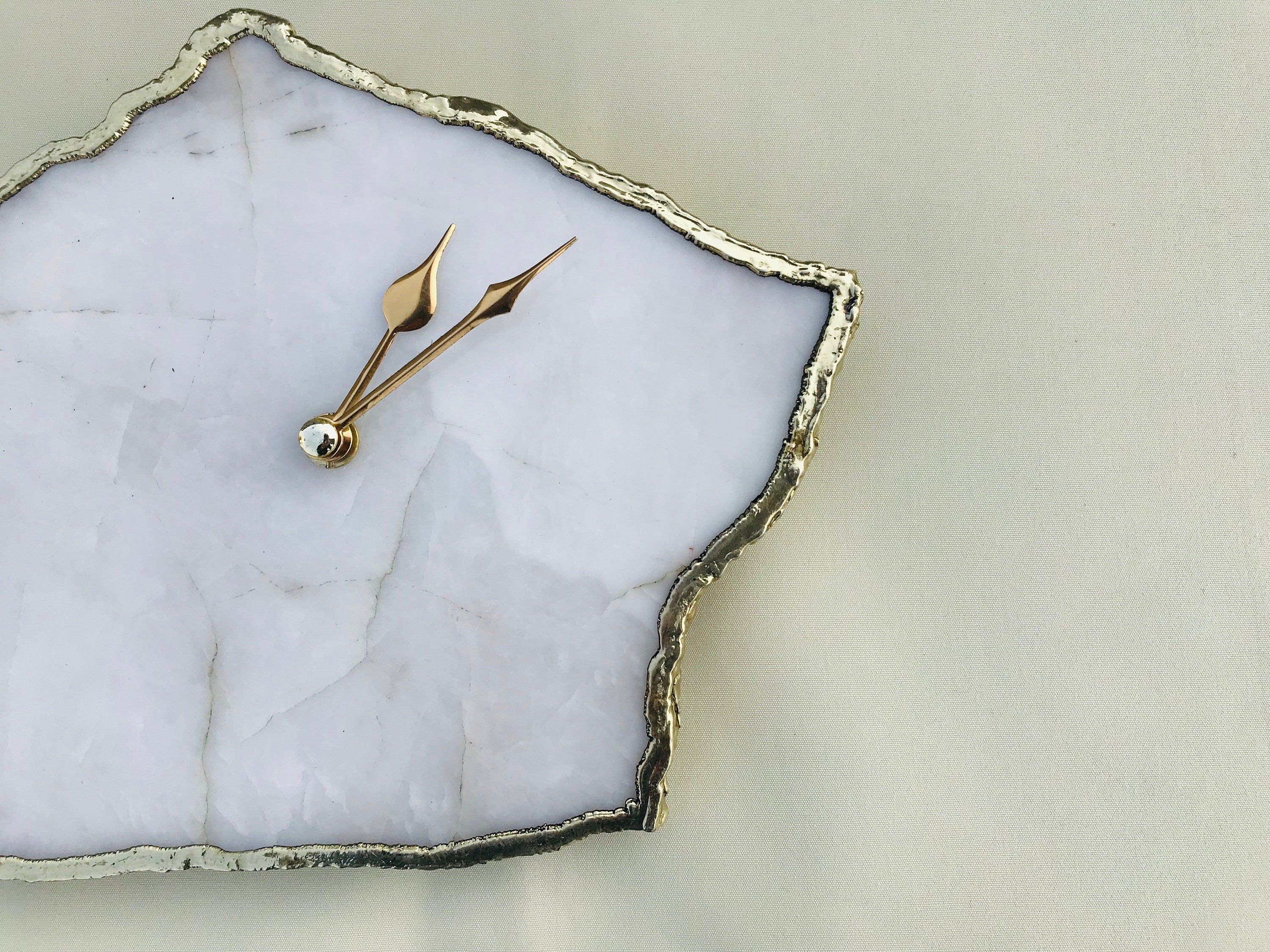 White Agate Large Wall/Table Clock/Personalised Momento