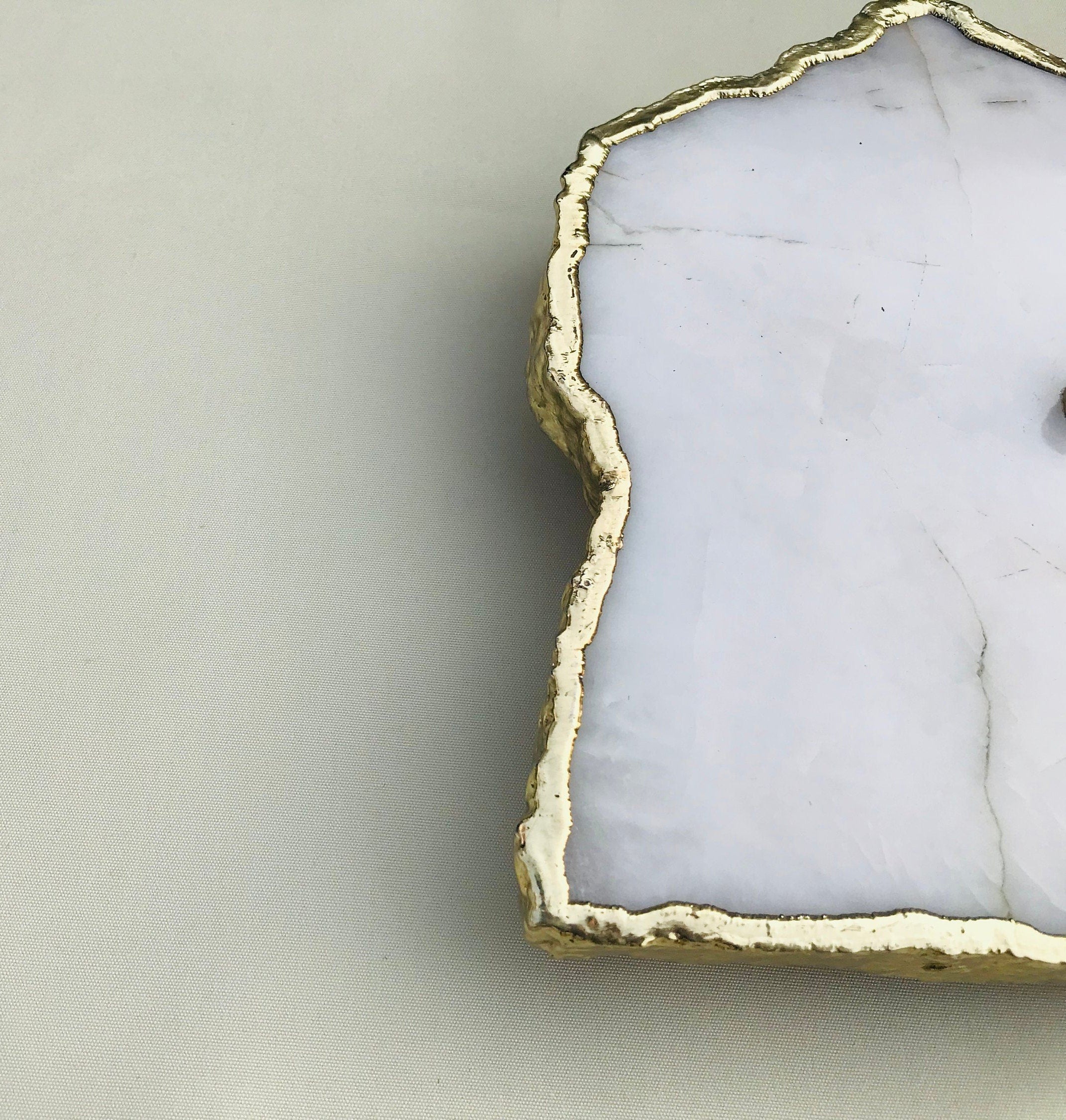 White Agate Large Wall/Table Clock/Personalised Momento