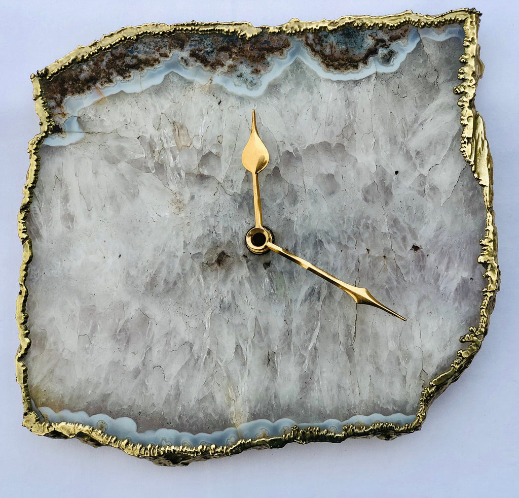 Grey Agate Large Wall/Desk Clock/Personalised Momento