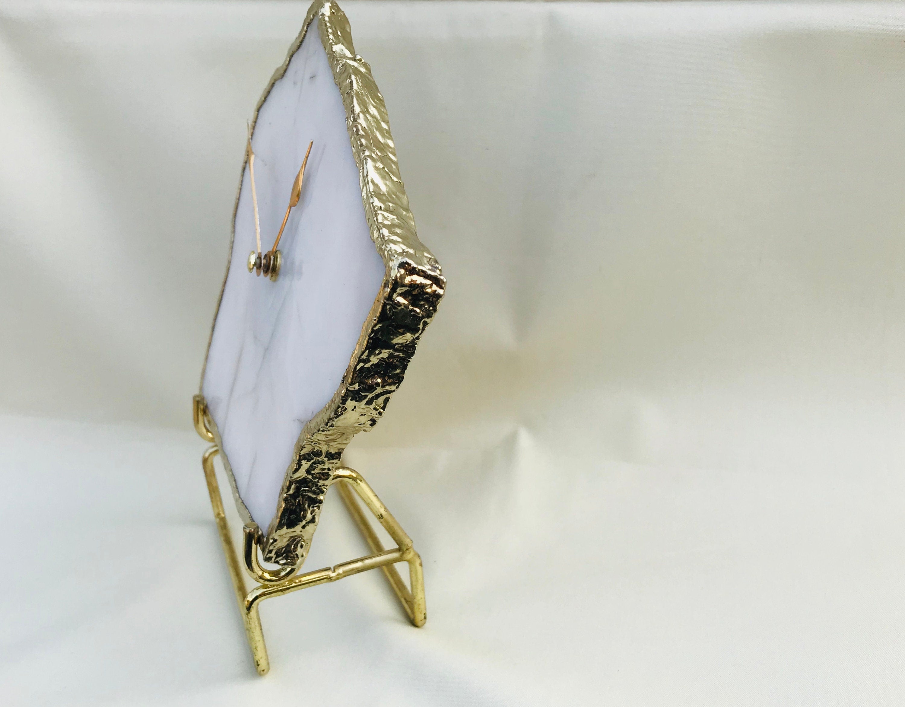 White Agate Large Wall/Table Clock/Personalised Momento