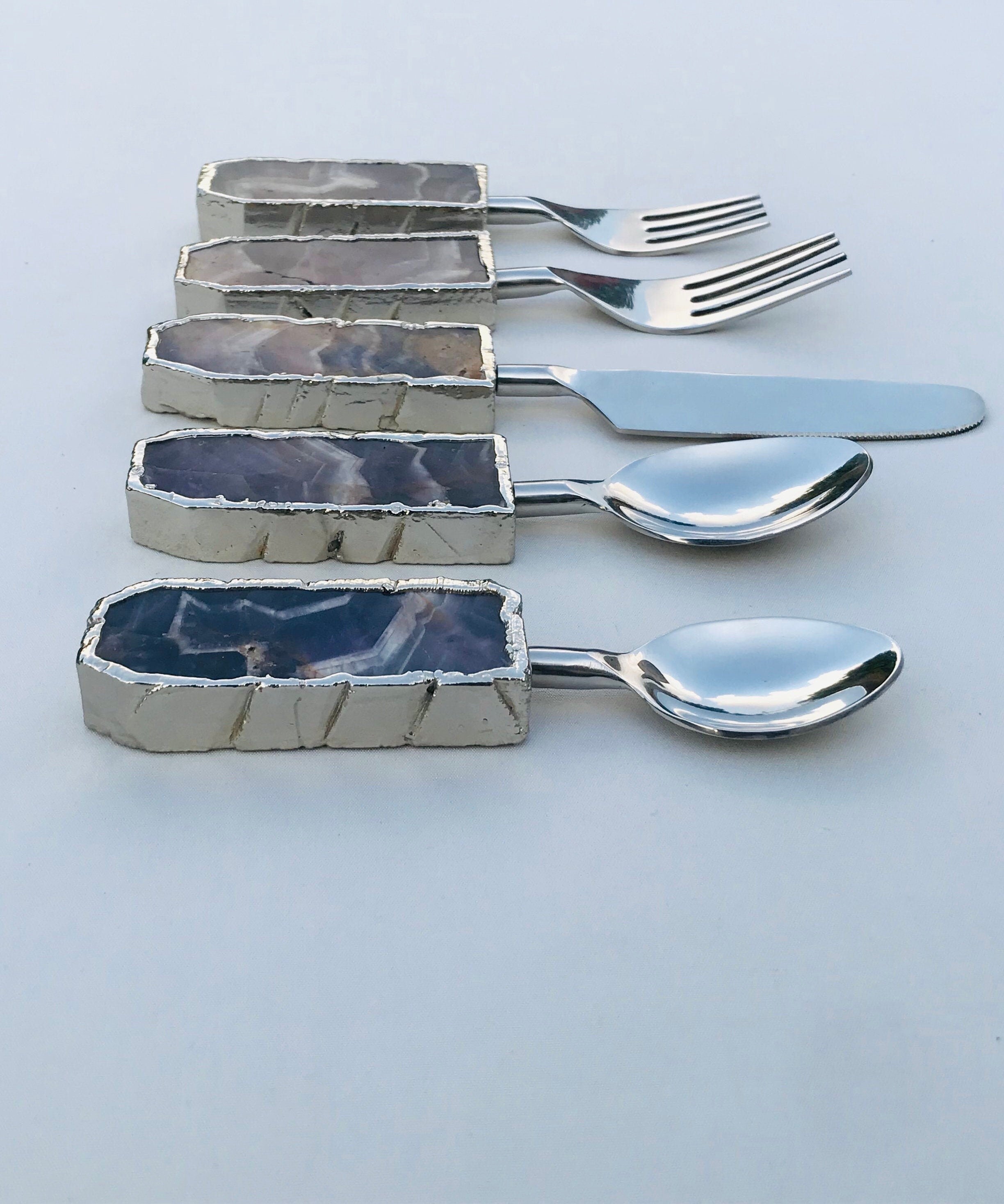 Set of 5 Pieces Amethyst Cutlery