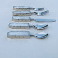 Set of 5 Pieces White Agate Cutlery - Forks/Spoons/Knife